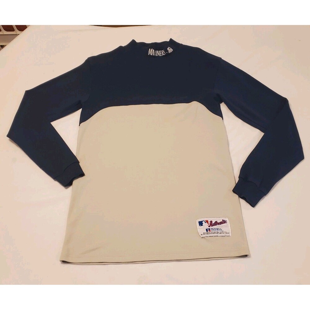 Vintage 90s Seattle Mariners Russell Mock Neck Colorblock Pullover Ken Griffey M